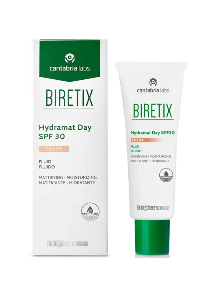 BIRETIX Hydramat Day Color SPF30 — Флюид увлажняющий с тоном, 50 мл